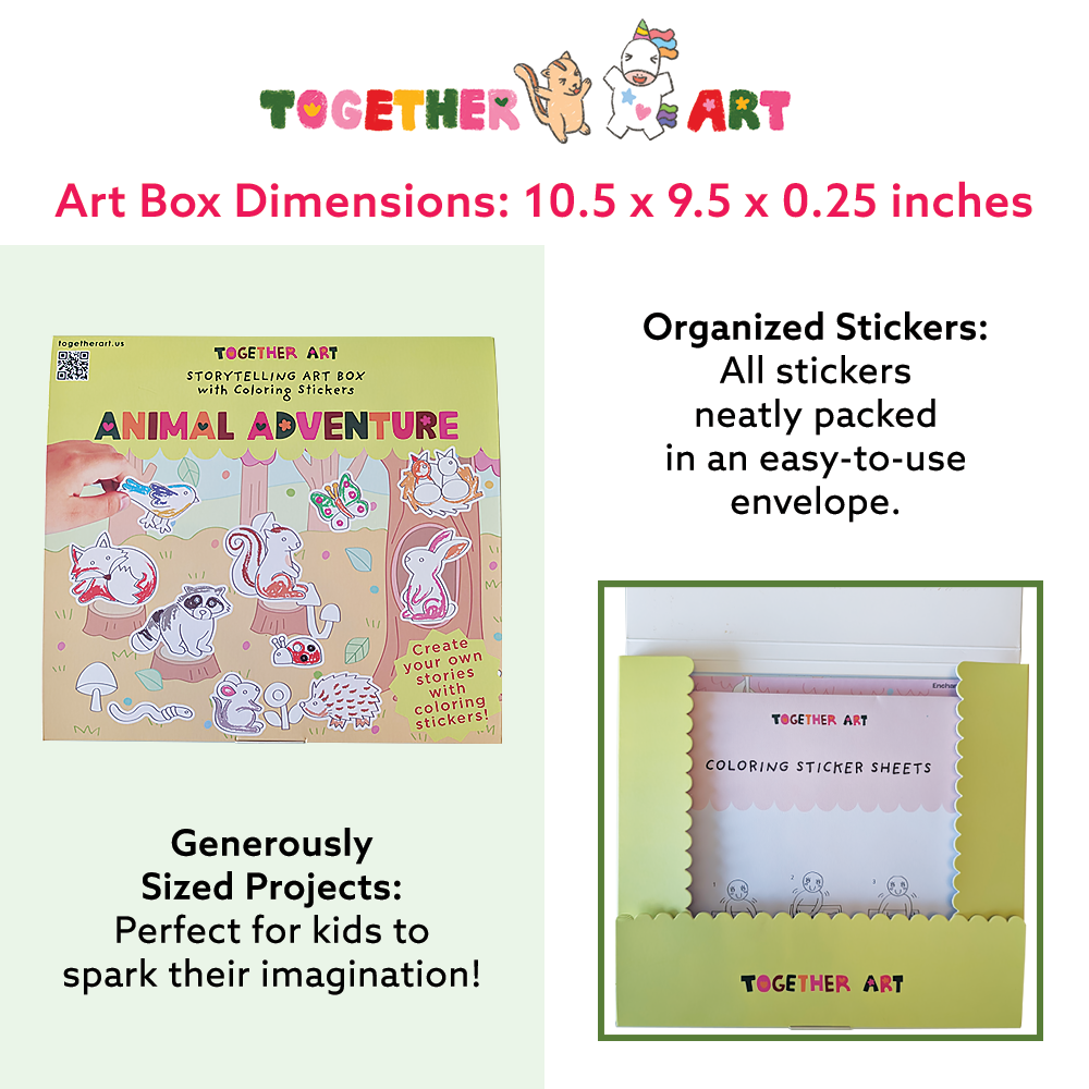 Animal Adventure Art & Craft Activity Kit with Coloring Stickers & Color Your Own Stickers – Create Your Story!