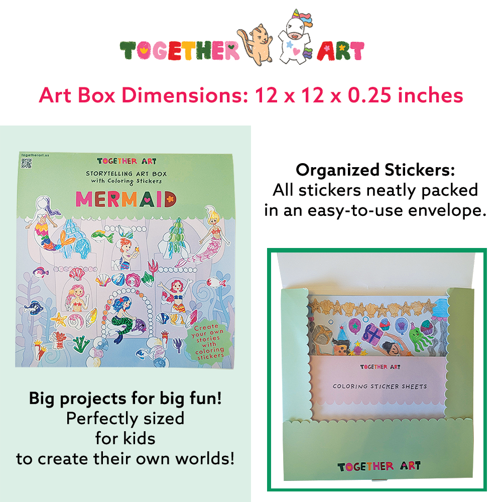 Mermaid Art & Craft Activity Kit with Coloring Stickers & Color Your Own Stickers – Create Your Story!