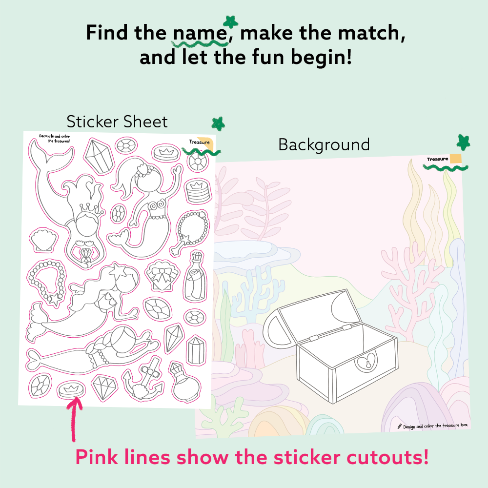 Mermaid Art & Craft Activity Kit with Coloring Stickers & Color Your Own Stickers – Create Your Story!