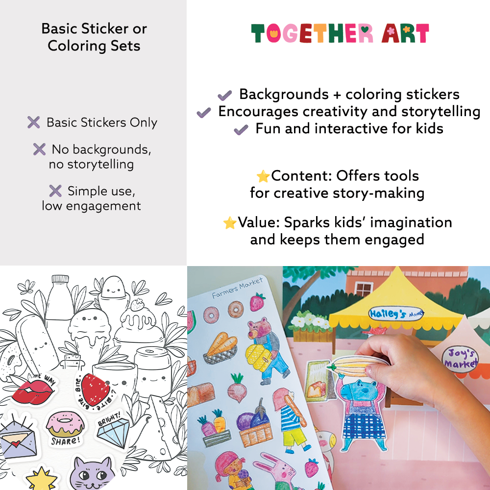 My Town Art & Craft Activity Kit with Coloring Stickers & Color Your Own Stickers – Create Your Story!