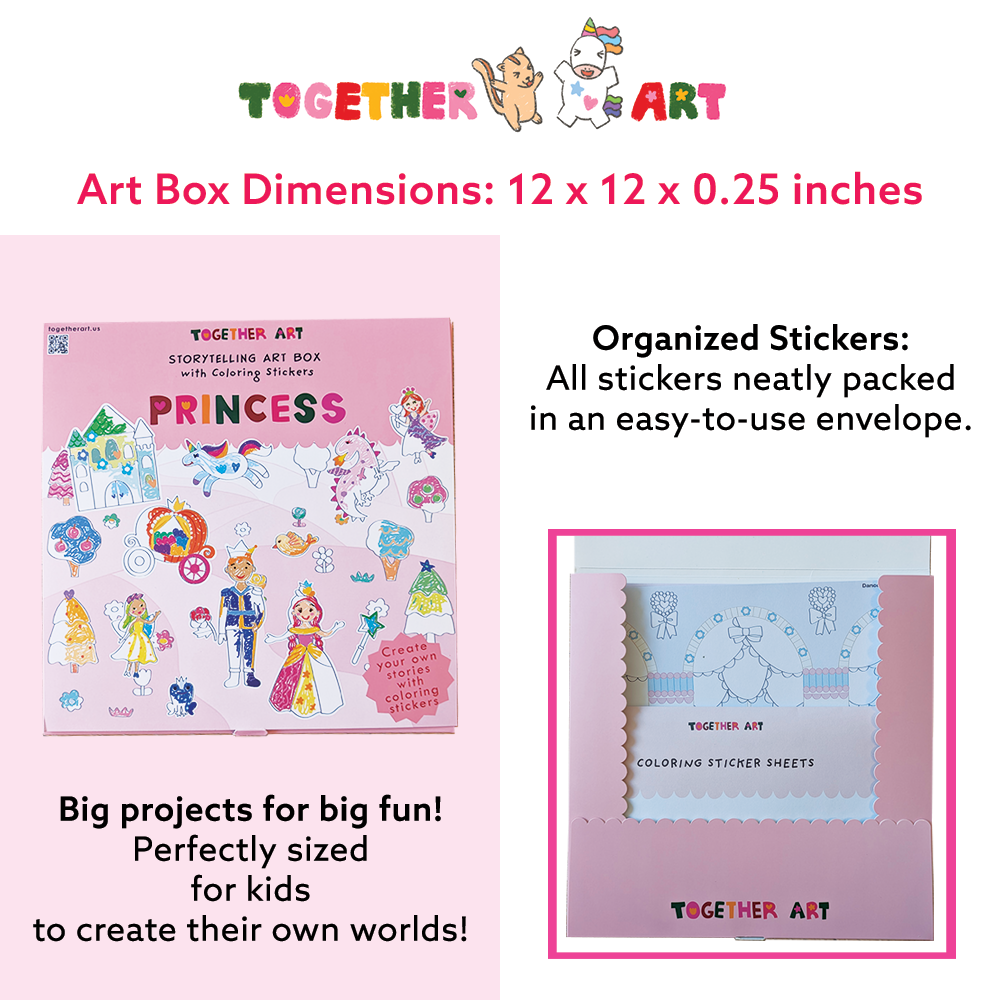 Princess Art & Craft Activity Kit with Coloring Stickers & Color Your Own Stickers – Create Your Story!
