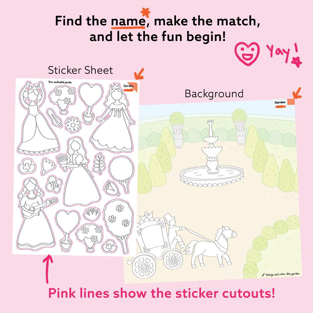 Princess Art & Craft Activity Kit with Coloring Stickers & Color Your Own Stickers – Create Your Story!
