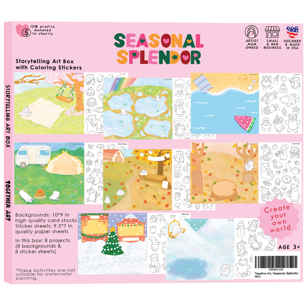 Seasonal Splendor Art & Craft Activity Kit with Coloring Stickers & Color Your Own Stickers – Create Your Story!