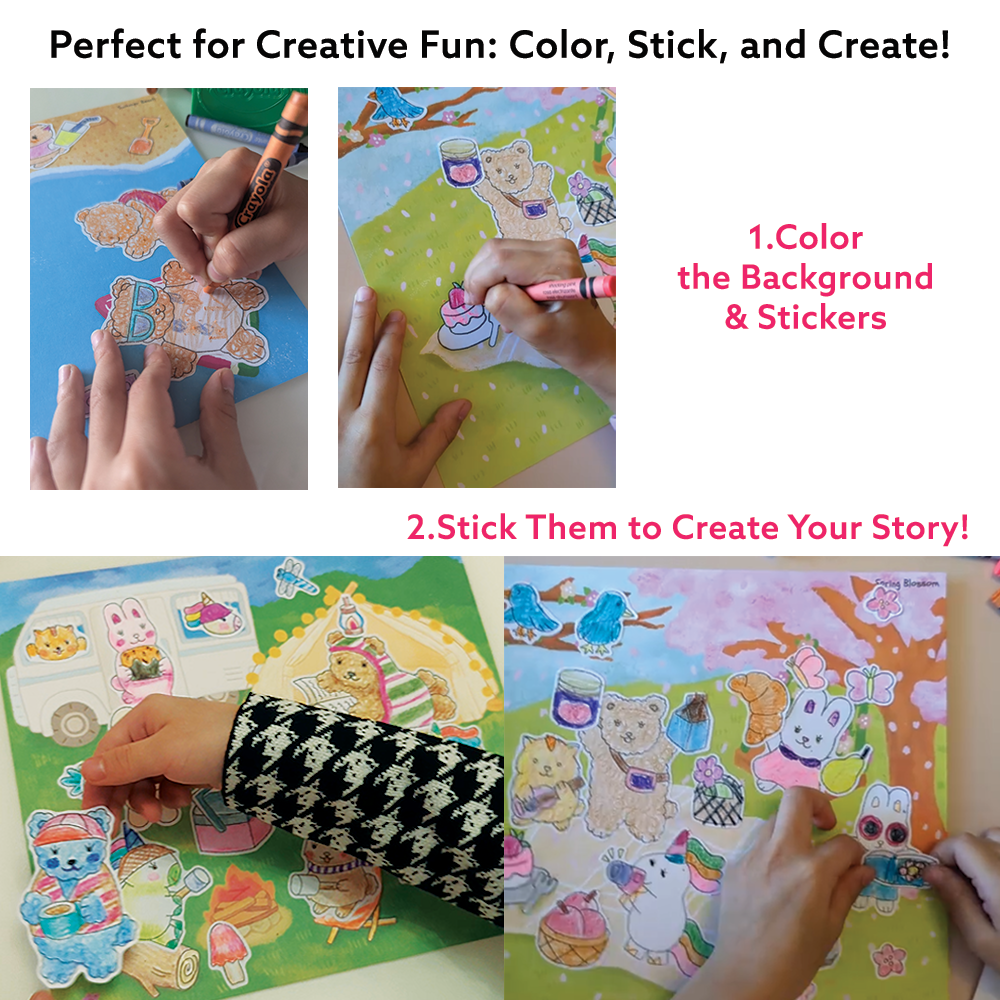 Seasonal Splendor Art & Craft Activity Kit with Coloring Stickers & Color Your Own Stickers – Create Your Story!