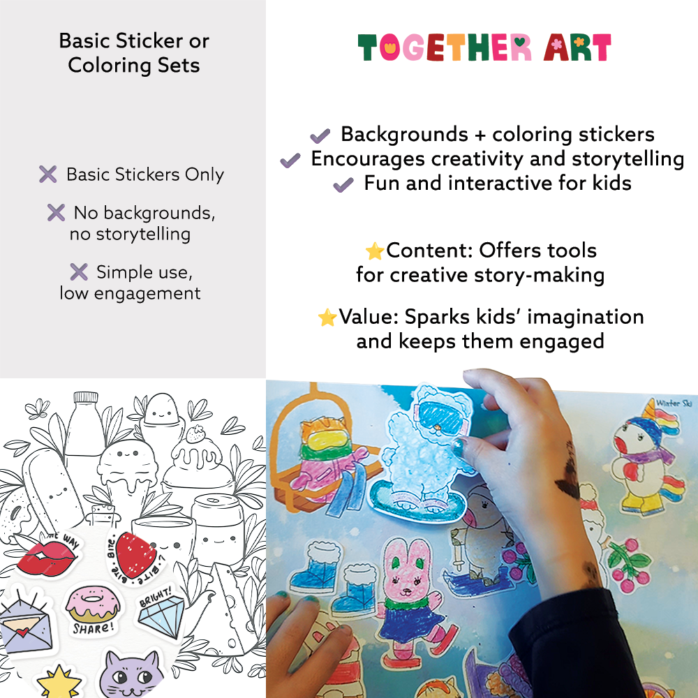 Seasonal Splendor Art & Craft Activity Kit with Coloring Stickers & Color Your Own Stickers – Create Your Story!