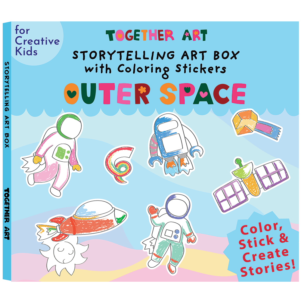 Outer Space Art & Craft Activity Kit with Coloring Stickers & Color Your Own Stickers – Create Your Story!