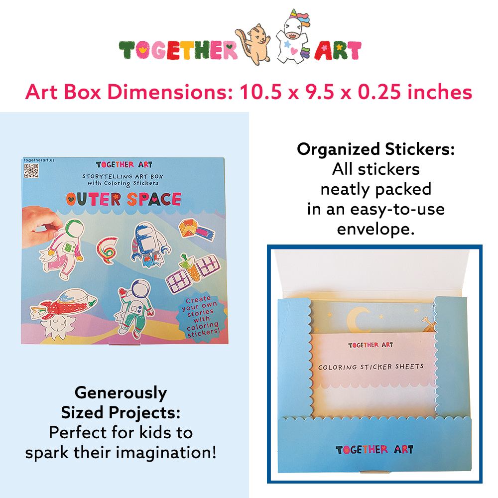Outer Space Art & Craft Activity Kit with Coloring Stickers & Color Your Own Stickers – Create Your Story!