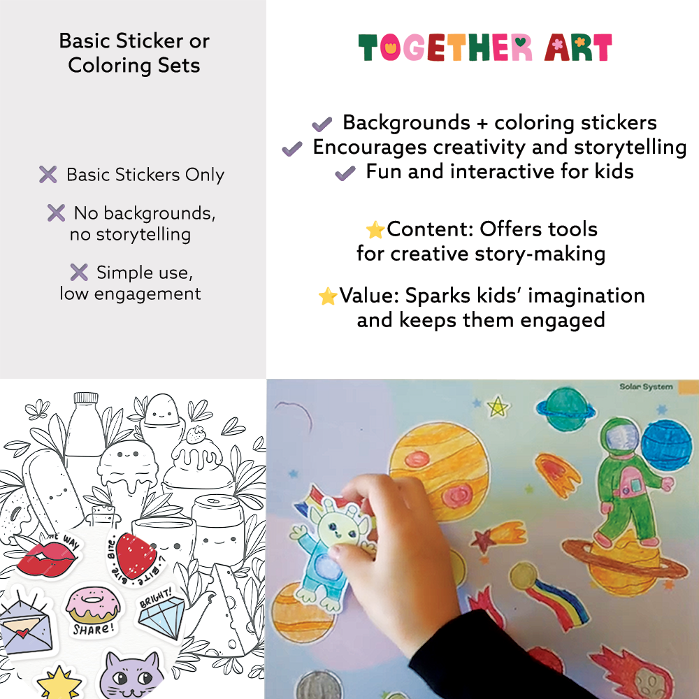 Outer Space Art & Craft Activity Kit with Coloring Stickers & Color Your Own Stickers – Create Your Story!