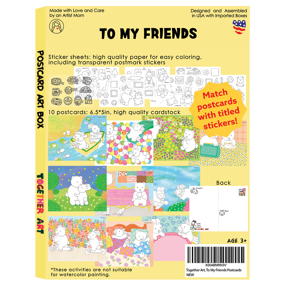 To My Friends Postcard Art Box with Coloring Stickers