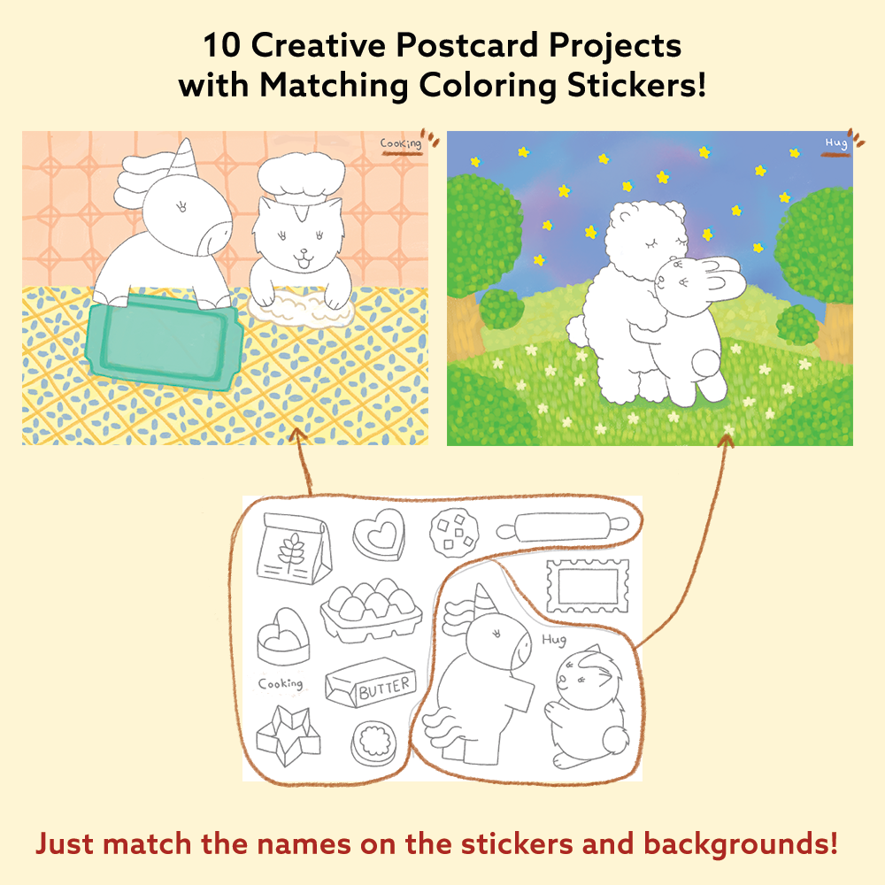 To My Friends Postcard Art Box with Coloring Stickers