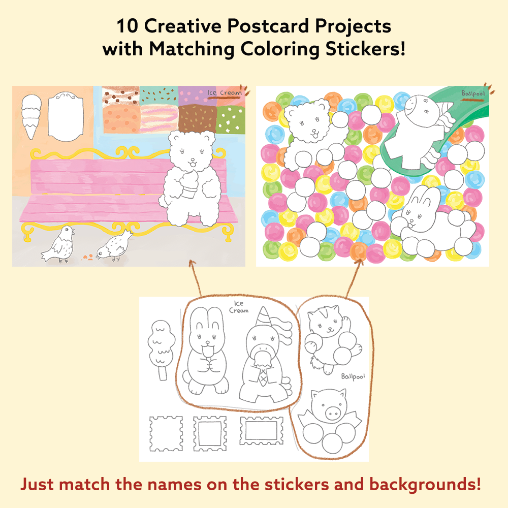 To My Friends Postcard Art Box with Coloring Stickers