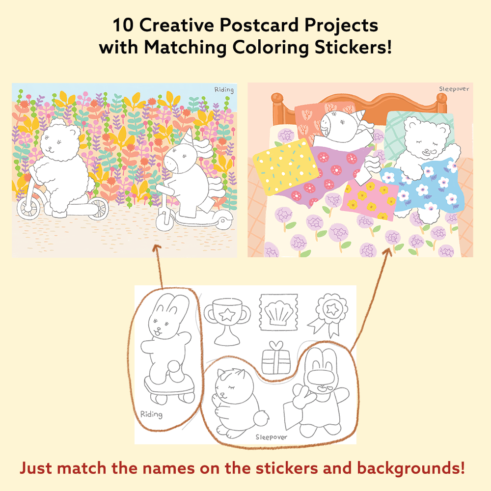 To My Friends Postcard Art Box with Coloring Stickers