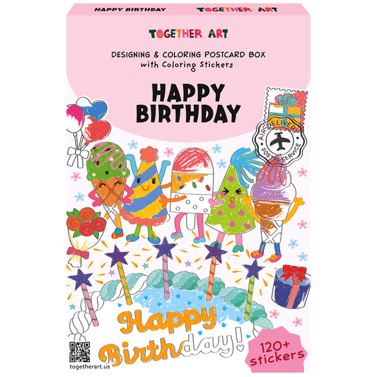 Happy Birthday Envelope Card Art Box with Coloring Stickers