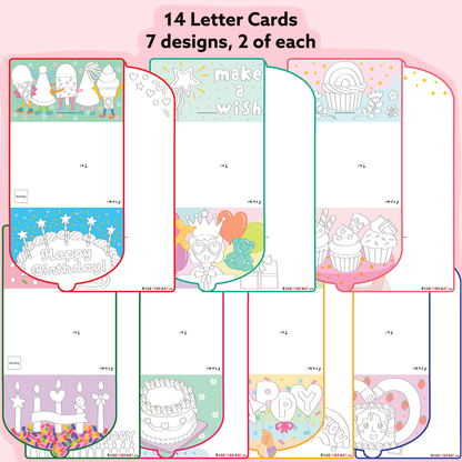 Happy Birthday Envelope Card Art Box with Coloring Stickers