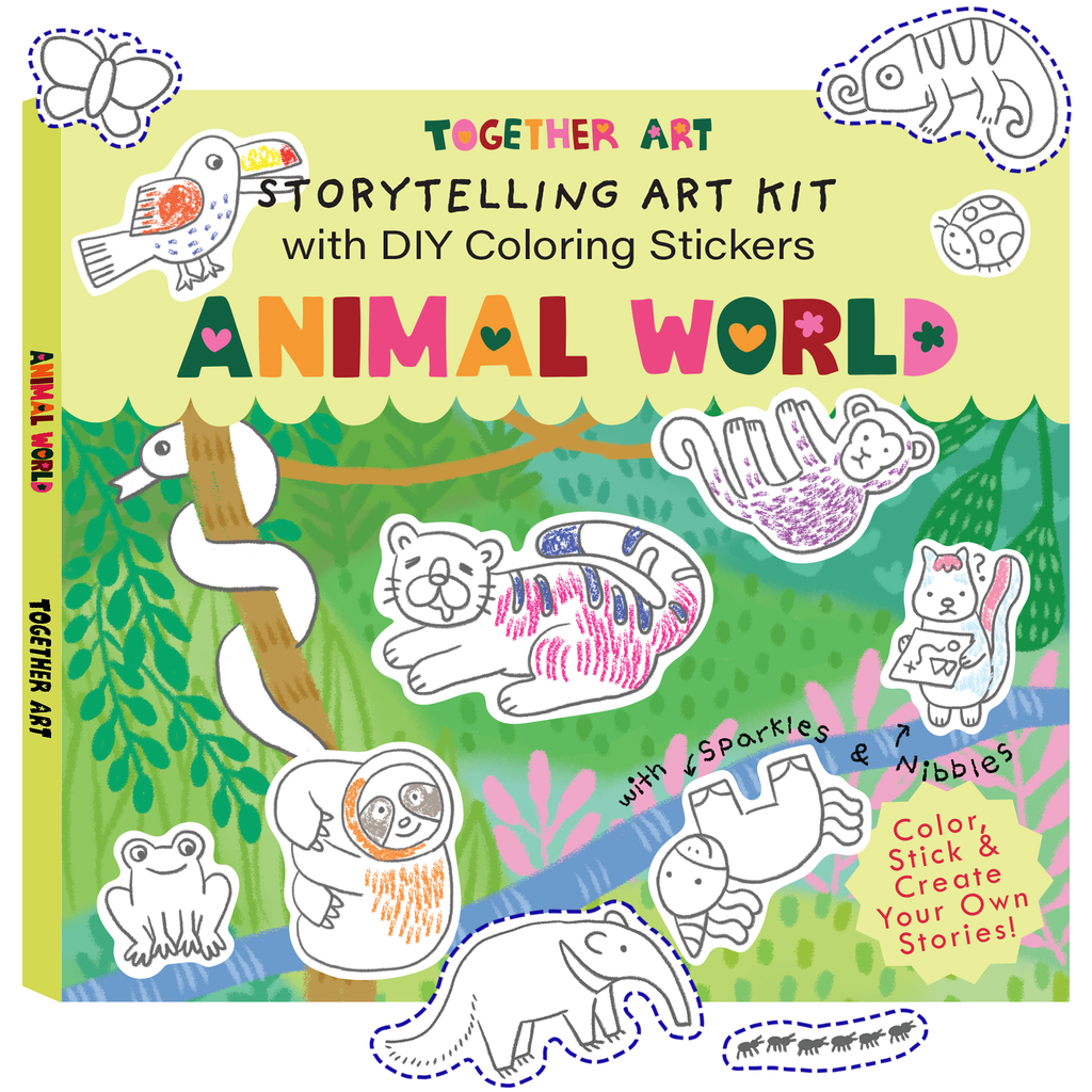 Animal World Storytelling & Coloring Sticker Kit