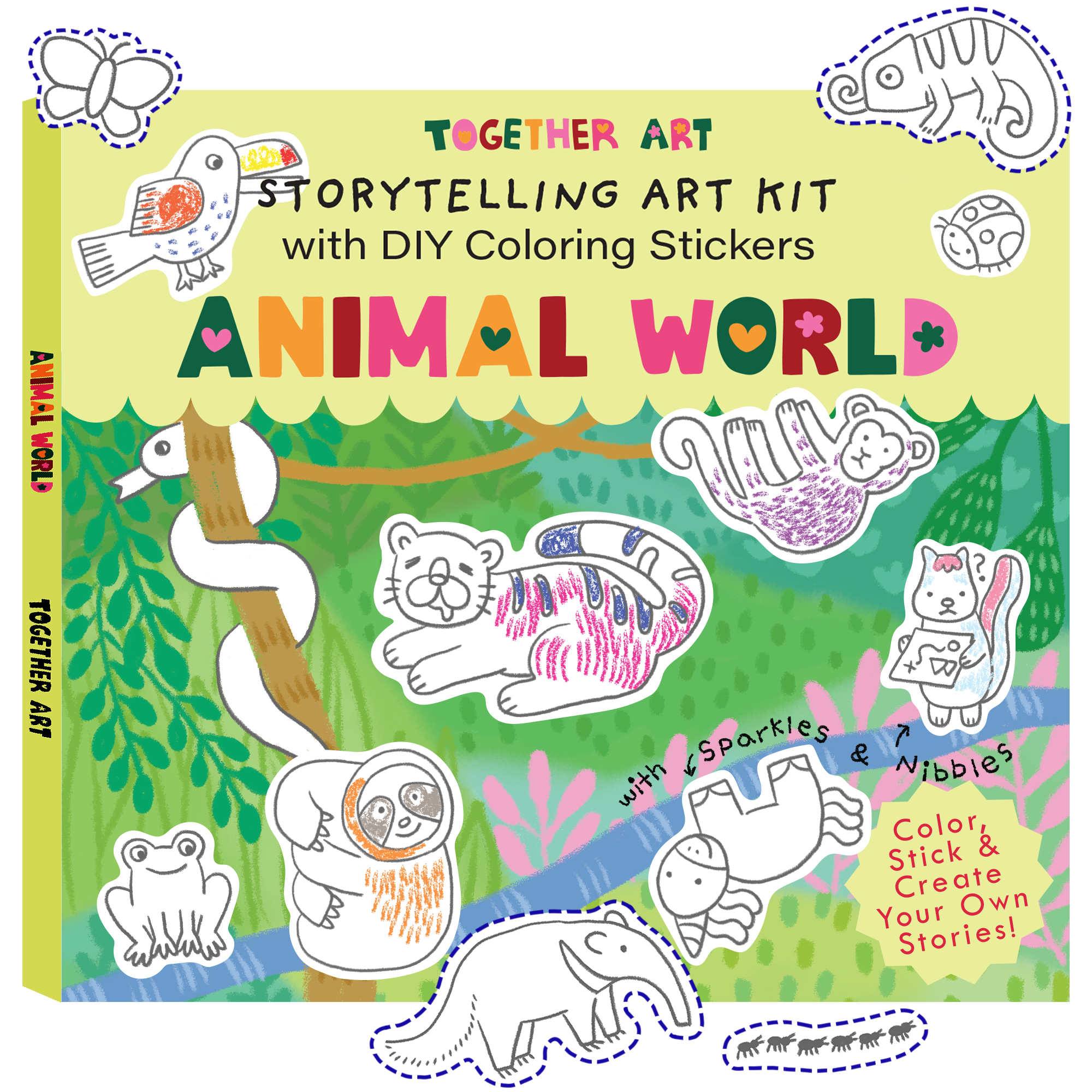 Animal World Storytelling & Coloring Sticker Kit