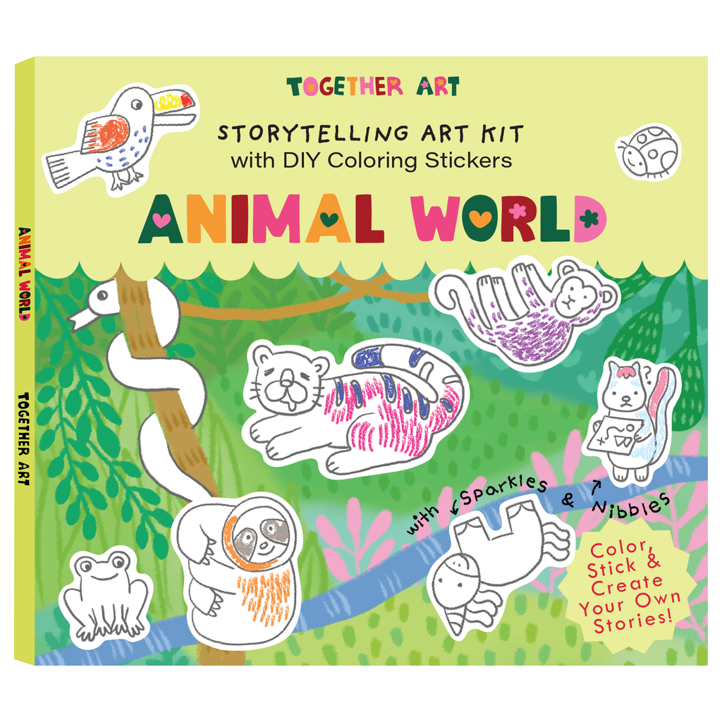 Animal World Storytelling & Coloring Sticker Kit