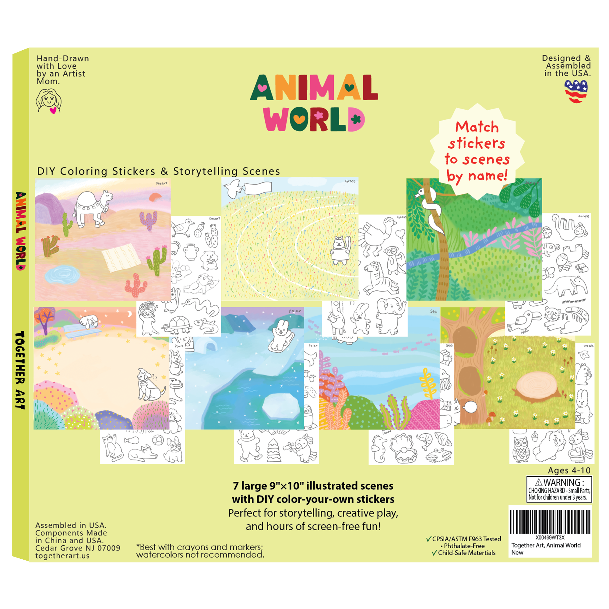 Animal World Storytelling & Coloring Sticker Kit