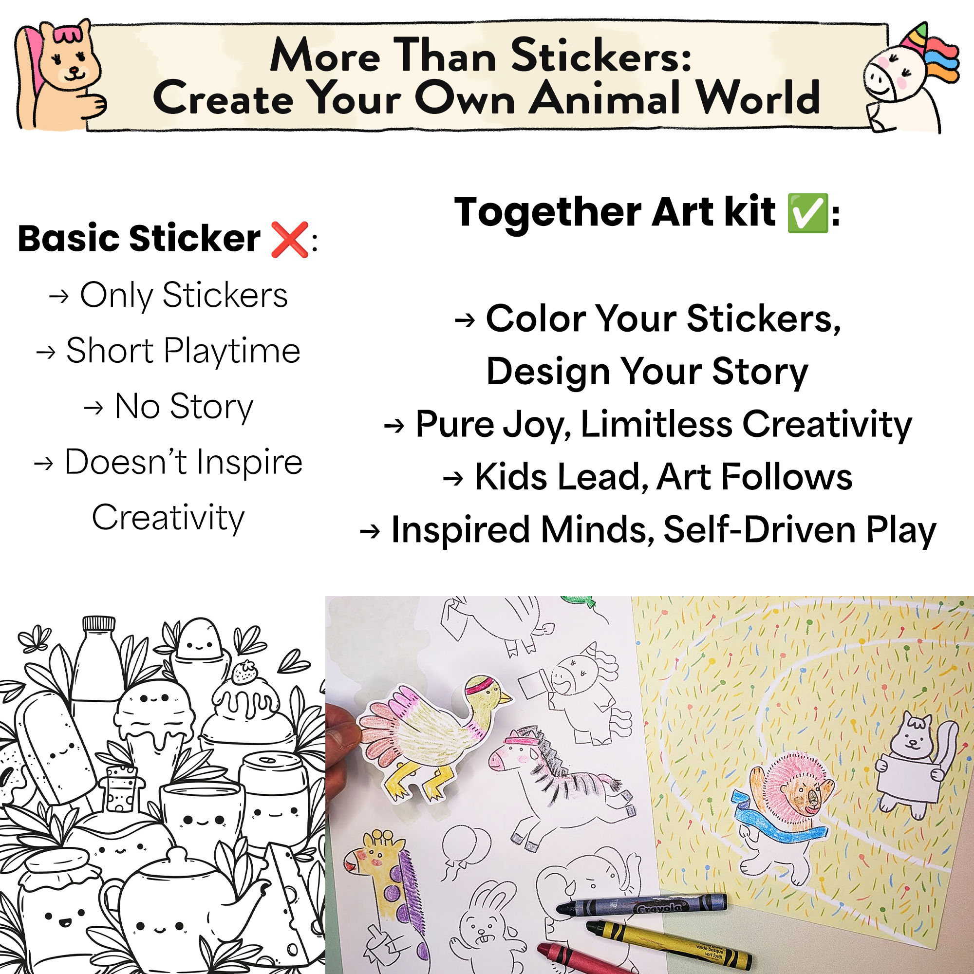 Animal World Storytelling & Coloring Sticker Kit