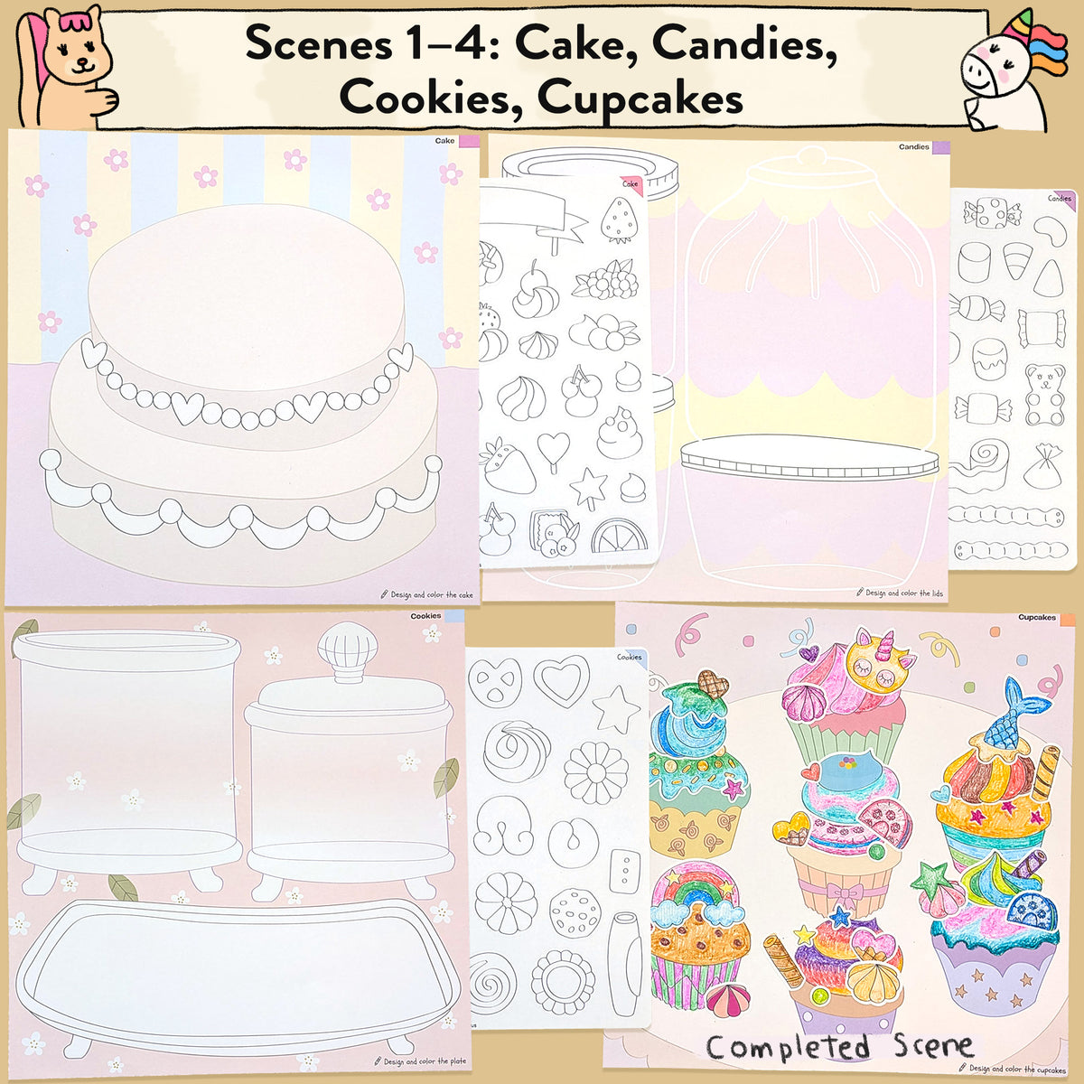 Dessert Storytelling Art Kit with Coloring Stickers