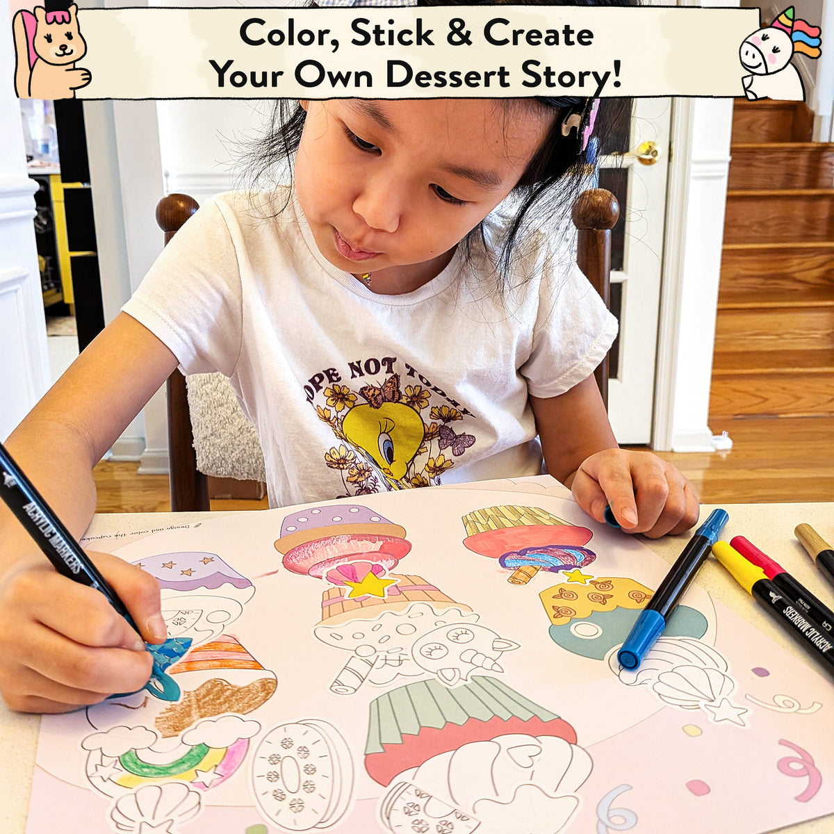 Dessert Storytelling Art Kit with Coloring Stickers