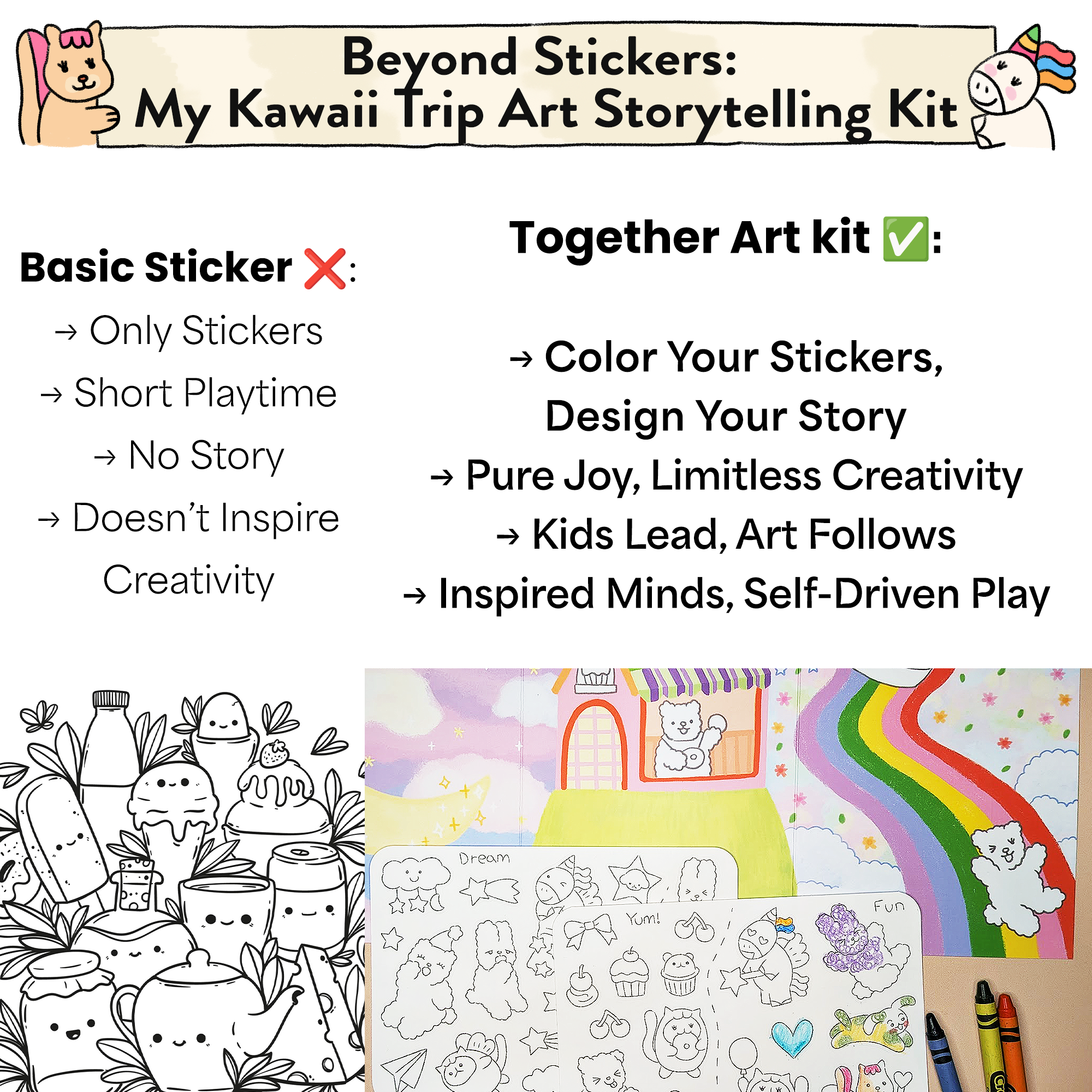 My Kawaii Trip Storytelling & Coloring Sticker Kit