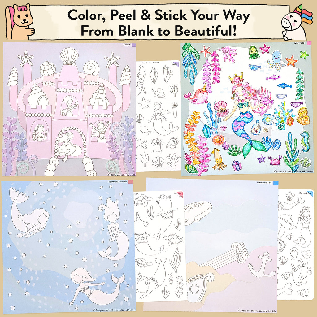 Mermaid Storytelling Art Kit with Coloring Stickers