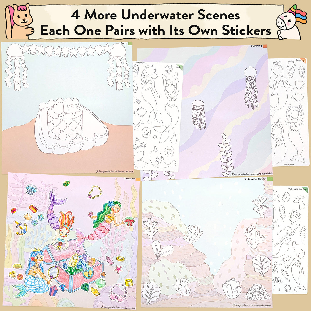 Mermaid Storytelling Art Kit with Coloring Stickers