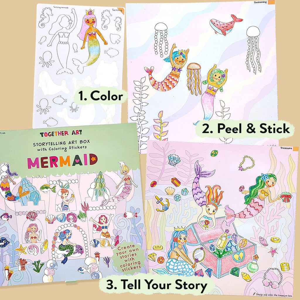 Mermaid Storytelling Art Kit with Coloring Stickers