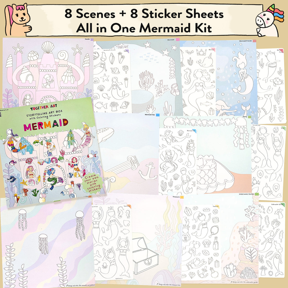 Mermaid Storytelling Art Kit with Coloring Stickers