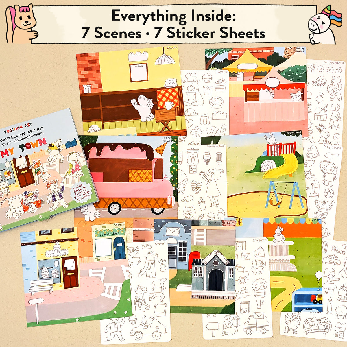 My Town Storytelling Art Kit with Coloring Stickers
