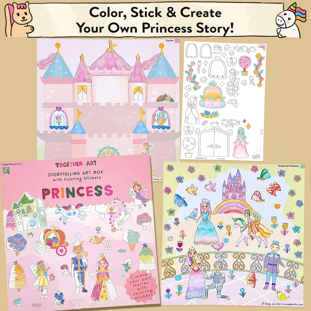 Princess Storytelling Art Kit with Coloring Stickers