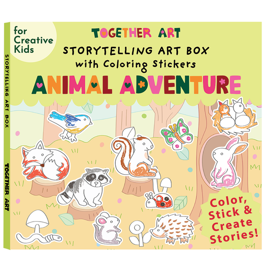 Animal Adventure Art & Craft Activity Kit with Coloring Stickers & Color Your Own Stickers – Create Your Story!