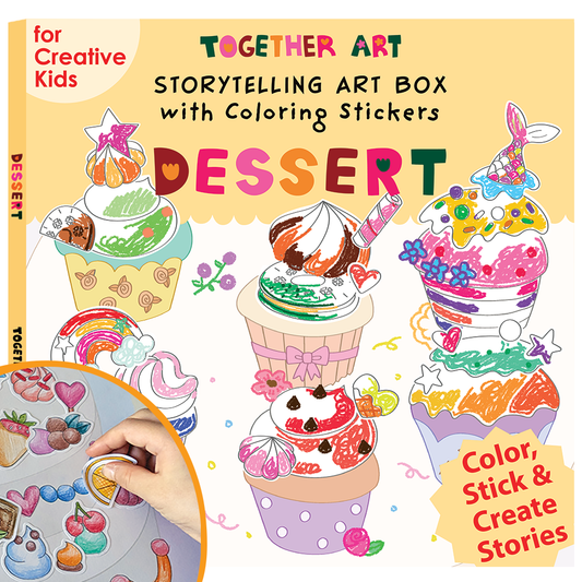 Dessert Art & Craft Activity Kit with Coloring Stickers & Color Your Own Stickers – Create Your Story!