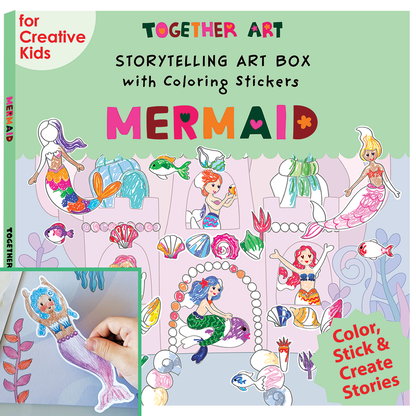Mermaid Art & Craft Activity Kit with Coloring Stickers & Color Your Own Stickers – Create Your Story!