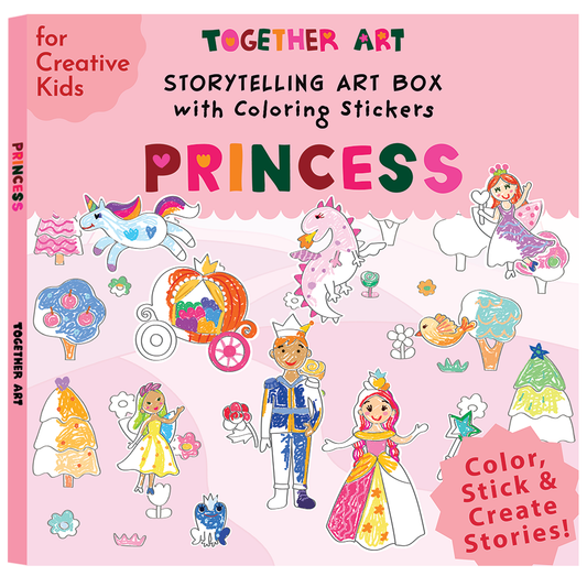 Princess Art & Craft Activity Kit with Coloring Stickers & Color Your Own Stickers – Create Your Story!