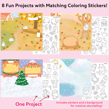 Seasonal Splendor Storytelling Art Box with Coloring Stickers