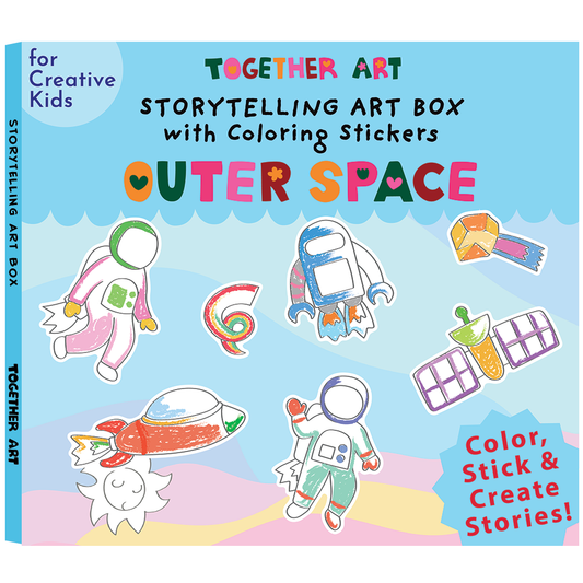 Outer Space Art & Craft Activity Kit with Coloring Stickers & Color Your Own Stickers – Create Your Story!