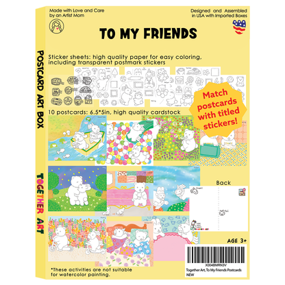 To My Friends Postcard Art Box with Coloring Stickers