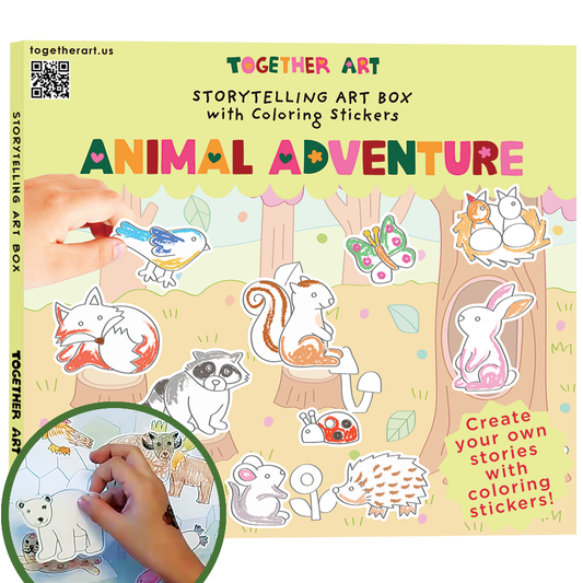 Animal Adventure Storytelling Art Box with Coloring Stickers