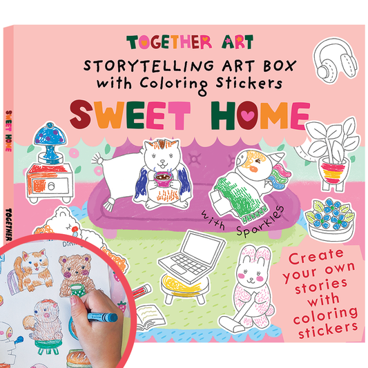 Sweet Home Art & Craft Activity Kit with Coloring Stickers & Color Your Own Stickers – Create Your Story!