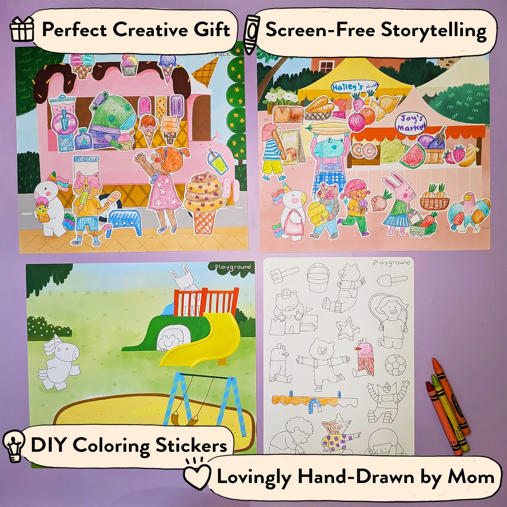 My Town Storytelling & Coloring Sticker Kit